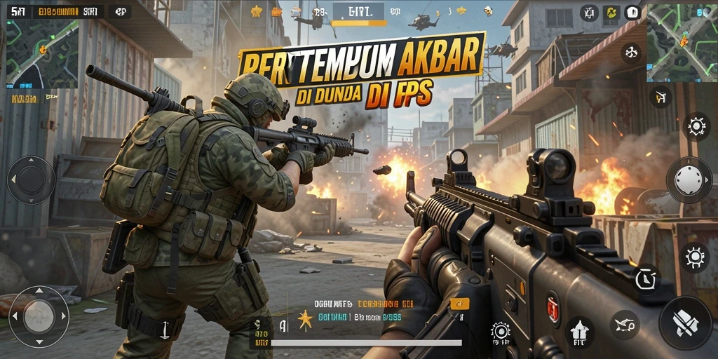 Screenshot gameplay 5RT menampilkan intensitas aksi pertempuran FPS.