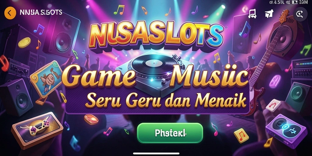 Screenshot utama NUSASLOTS menampilkan pengalaman gameplay musik yang interaktif.